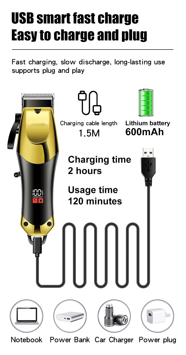 USB Rechargeable Hair Clippers for Men, Three-piece Set with Oil Head and Electric Trimmers, Ideal for Home Use