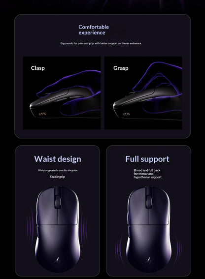NEW ATK U2/V2 PAW3950 8K Wireless Gaming Mouse 3mode Double 39g Lightweight E-Sport Mouse Custom Accessory Computer Office Work