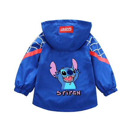 Boys Spiderman Hooded Jackets 1-10 Years Girls Spring Autumn Stitch Print Sports Coats Children Cartoon Outerwear Kids Clothes