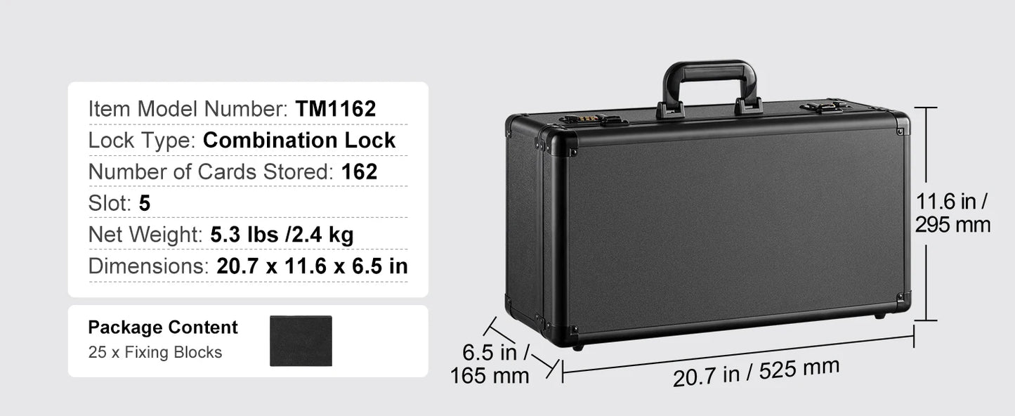 SucceBuy Graded Card Storage Box 4 Slots or 5Slots with Key Lock or Coded Lock Foam Dividers for 96/108/120/162 PSA Graded Cards