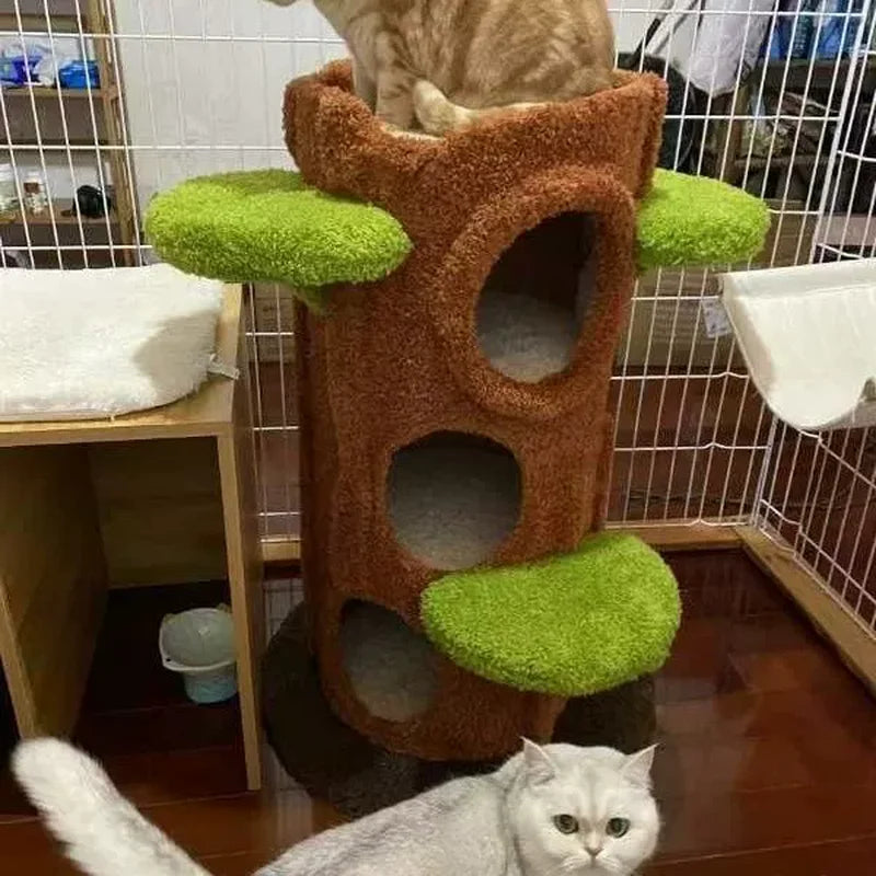 Cat Climbing Frame & Towering Tree/large Tree Jumping Platform/ Cat solid Wood Villa Tree Hole Three Size