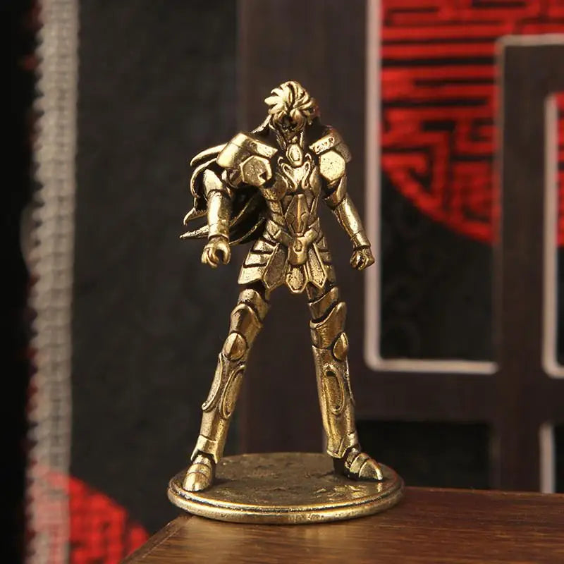 Golden Gold Saints Mini Figures Set Brass Style Anime Collectible Statues Luxury Desk Decor Gift for Anime Fans