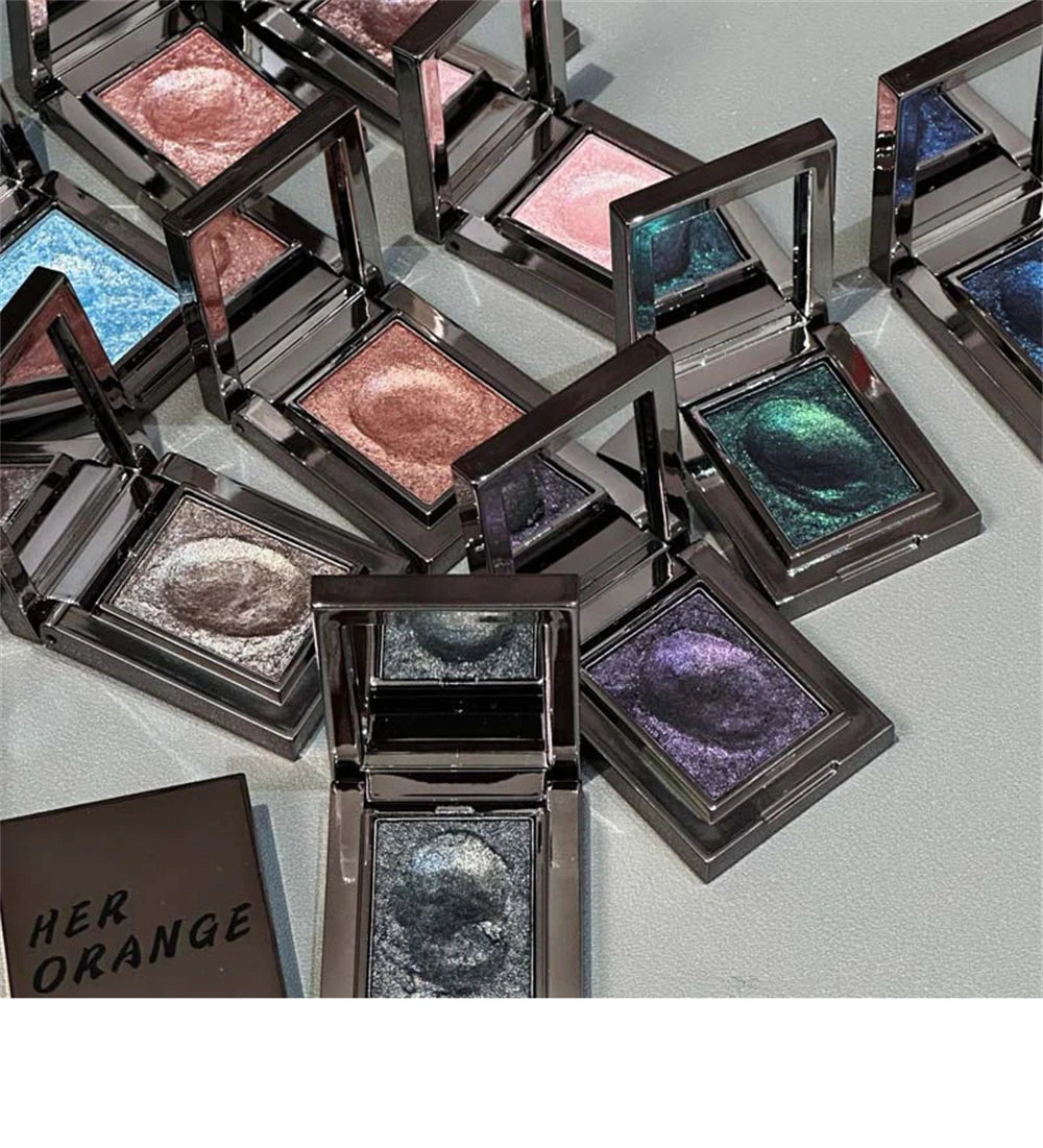 Metallic Glitter Eyeshadow Cream Sparkling Mousse Shimmer Highlighter Pressed Pigments Punk Purple Pearlescent Eyeshadow Palette