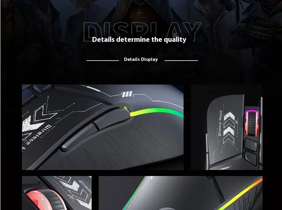 Mechanical Gear Wireless Bluetooth Dual-mode Silent E-sports Gaming Mouse with Type-C Charging
