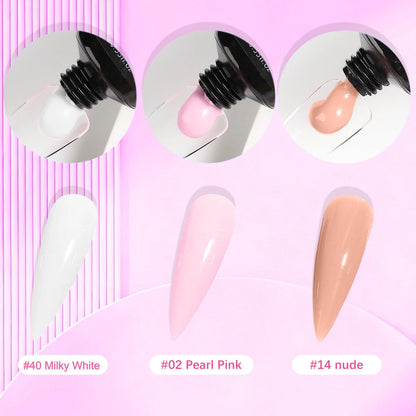 DUOLINGDAI Poly Gel Nail Kit: 6 Clear Colors Poly Extension Nail Starter Kits with Nail Lamp Complete Poly Gel Nail Kit Supplies