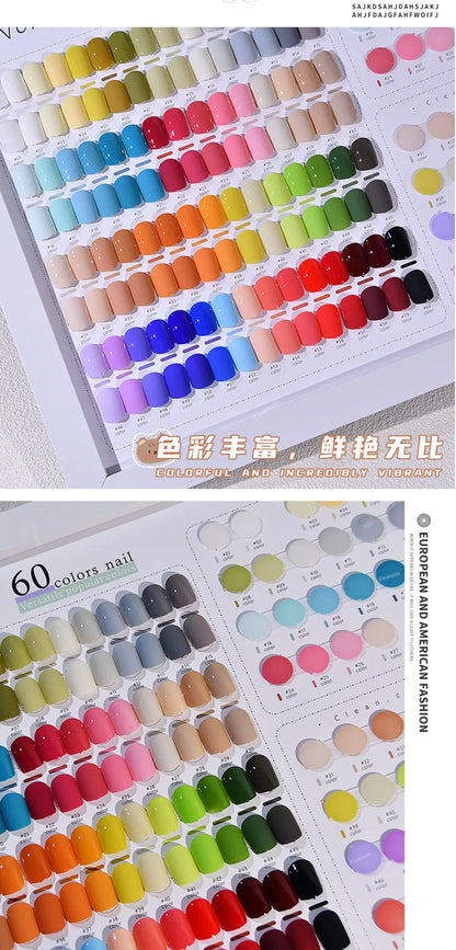 Eleanuos Bubble 60pcs Gel Polish Set Very Good Nail Gel 15ML With Color Card For Nail Art Whole Set Nail Gel Polish Learner Kit
