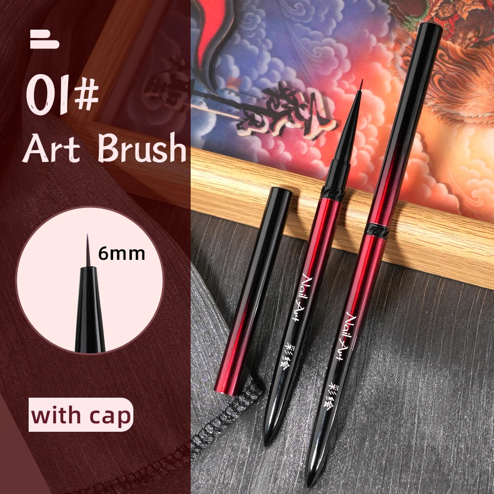 New 1/13pcs Nail Art Brush Set Black Red Metal Handle Acrylic UV Gel Polish Crystal Acrylic Nail Drawing Tools High Quality