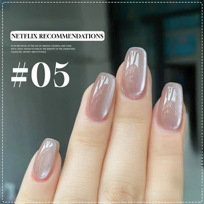 MIANEL 12ML Glass Bead Cat Eye Gel Nail Polish Flash White Spar Nude Color Magnetic Nail Polish White Nails Summer Nails 1-12pcs