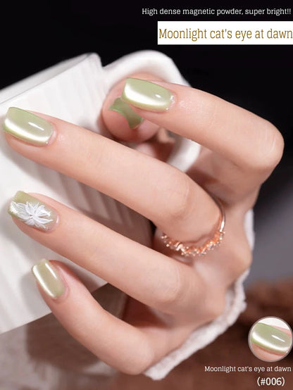 MIANEL 12ML Glass Bead Cat Eye Gel Nail Polish Flash White Spar Nude Color Magnetic Nail Polish White Nails Summer Nails 1-12pcs