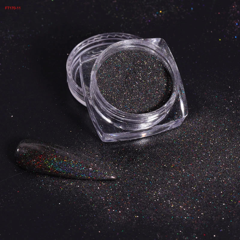 12Jars/set Holographic Glitter Nail Fine Powder 0.05mm Super Shinying Unicorn Rainbow Laser Powder DIY Mirror Manicure Powder
