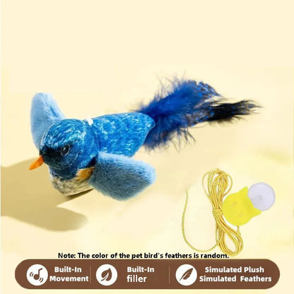 The pet cat toy emulates the sound bird to amuse the cat elastic rope to relieve boredom and resist scratching and biting