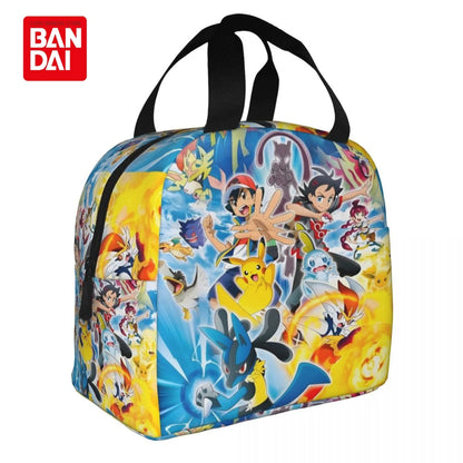Bandai Japan Anime Pokemon Lunch Bag for School Kids Office Pikachu Sac Lunch Portable Thermal Cooler Lunch Box Handbag Gift
