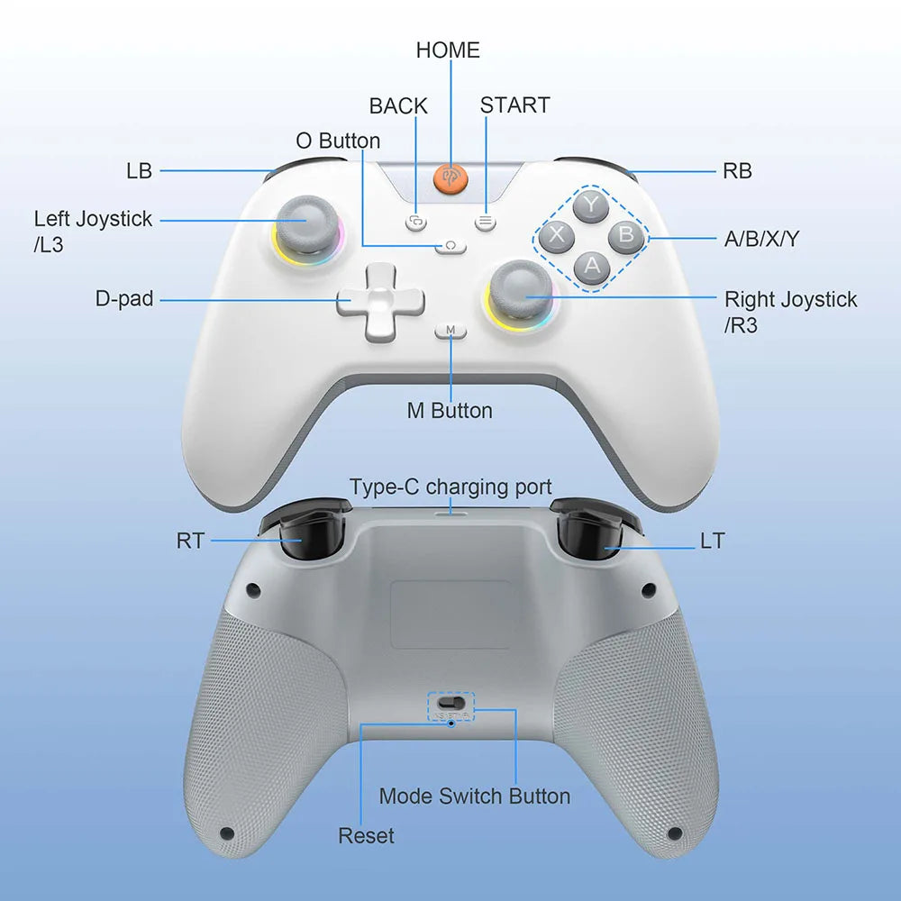 EasySMX X05 Wireless Gamepad Bluetooth Gaming Controller Compatible with PC/Phone/Switch/ Steam Gamer, RGB Light, Hall Effect