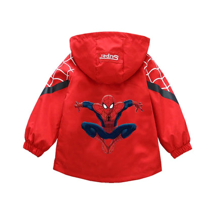 Boys Spiderman Hooded Jackets 1-10 Years Girls Spring Autumn Stitch Print Sports Coats Children Cartoon Outerwear Kids Clothes