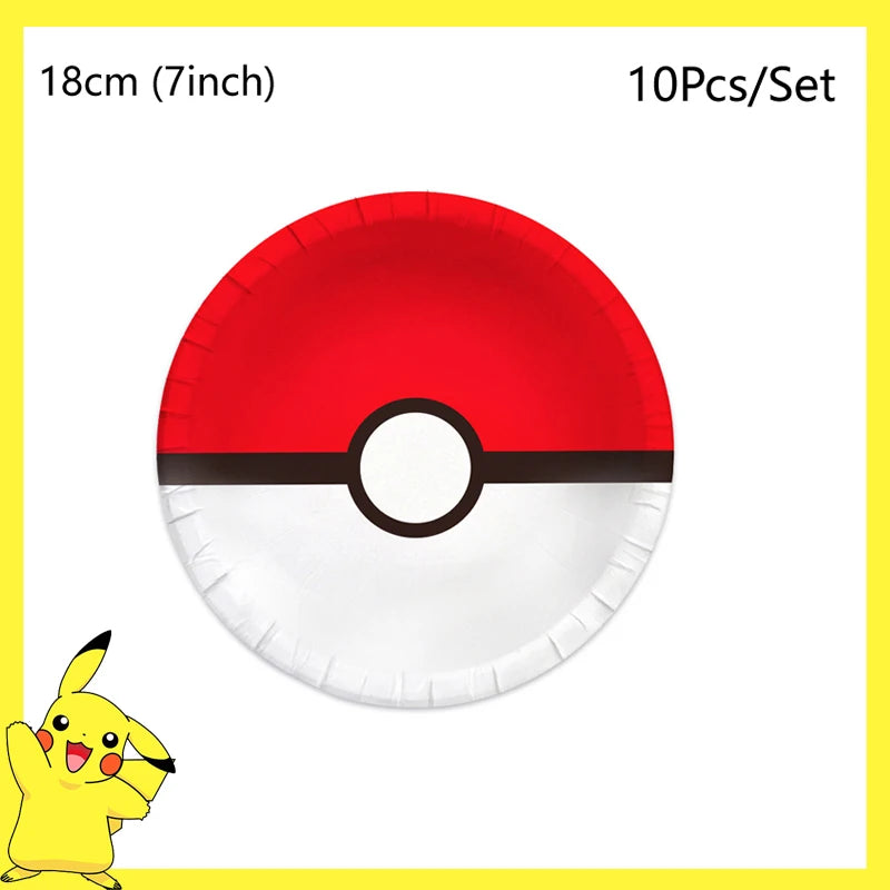 Pokemon Birthday Party Decoration Pikachu Disposable Tableware Cup Napkin Plate Tablecloth Baby Shower Cake Topper Flag Balloons