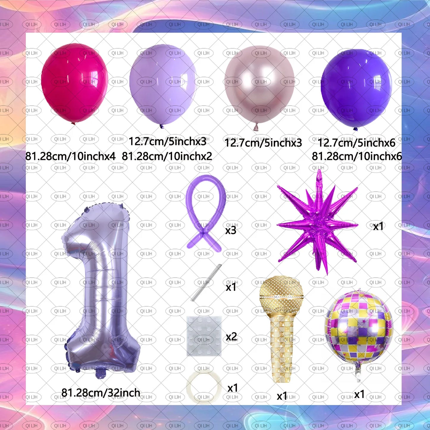34pcs K-pop music girl group idol hunter theme disco rock party balloon set birthday party music festival concert decoration