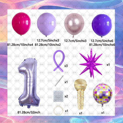34pcs K-pop music girl group idol hunter theme disco rock party balloon set birthday party music festival concert decoration