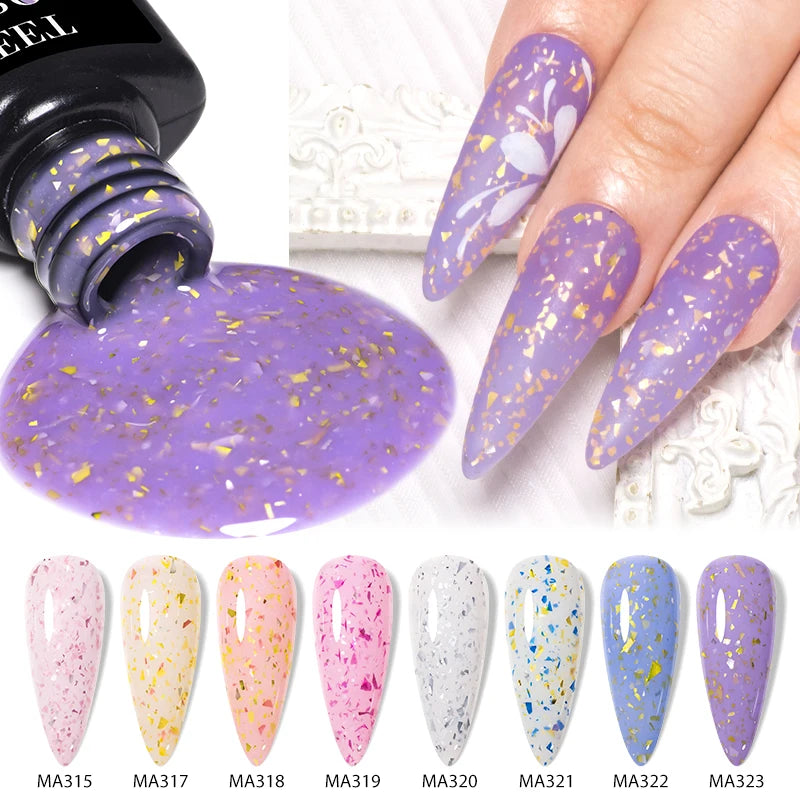 7ml Milk White Rubber Base Gel Silver Gold Pink Foils Glitter Base Coat Semi-Permanent Nail Art Gel Varnish For Nails Manicure