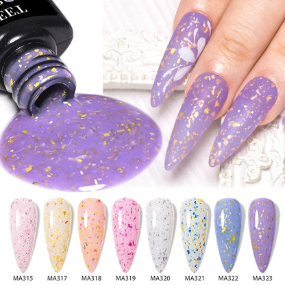 7ml Milk White Rubber Base Gel Silver Gold Pink Foils Glitter Base Coat Semi-Permanent Nail Art Gel Varnish For Nails Manicure