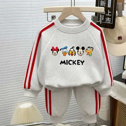 2026 Spring New Style Boys Casual Sweatshirts Set Girls O Neck Hoodies Long Pant Two Piece Children's Fashion Tracksuit Running
