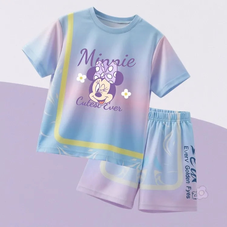 Summer Girls Casial Outfits Breathable Kids Running Shorts Sets Children's O Neck T Shirt Shorts Two Piece Outdoor Sport Clothes