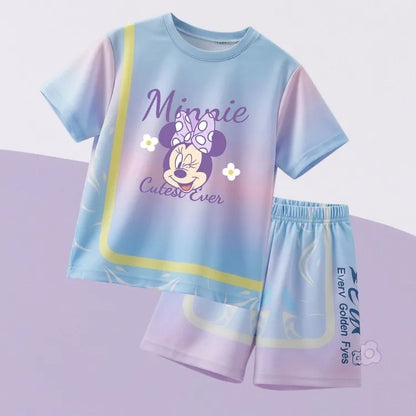 Summer Girls Casial Outfits Breathable Kids Running Shorts Sets Children's O Neck T Shirt Shorts Two Piece Outdoor Sport Clothes