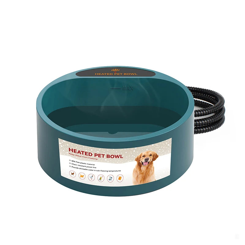 Dog Heated Water Bowl Pet Thermostatic Dog Bowl for Cats Dogs Chicken Birds Outdoor Winter Dog Bowl 2.2L Water Bottle