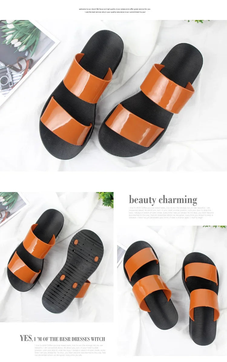 Korean Style Summer Roma Sandals With Thick Bottom And Soft Sole Simple Mom Shoes Jelly Beach Slippers Casual Women's Shoes