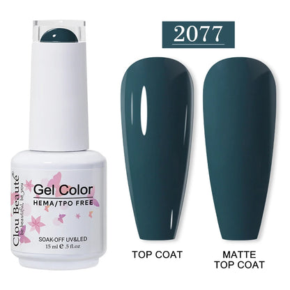 Clou Beaute 15ml Red Color Gel Polish Vernis Semi Permanent UV Varnish Gel Nail Polish Hema TPO Free Nails Art Manicure TOP BASE