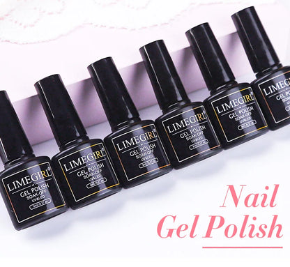 LIMEGIRL 8ML Gel Nail Polish Kit Semi-Permanent Soak Gel Varnish Base Coat Polishing Tool with UV LED Light Nail Gel Kit