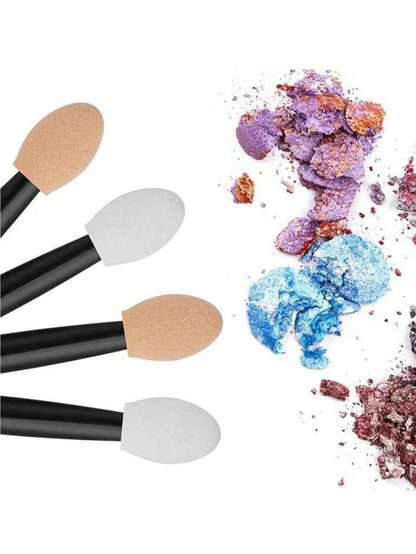 100/120/200Pcs Double-Headed Eyeshadow Brush, Disposable Dual Sided Eyeshadow Brush Double Ended Sponge Applicator Oval Tipped