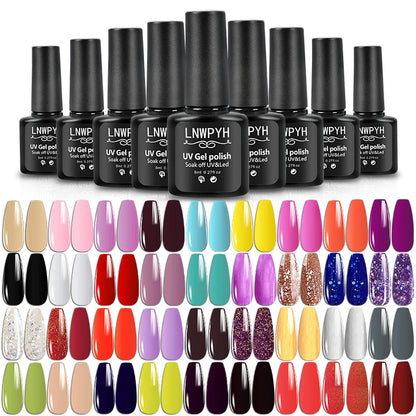 42Pcs/Set Gel Nail Polish Kit Hybrid Varnish Set For Manicure Nails Art UV LED Nail Art Gel Semi Permanent Base Top Coat Varnish
