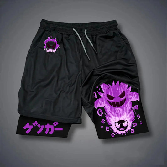 2025 Pokémon Japanese Anime Game Merchandise Double Shorts Latest Men Trend Breathable Sports Five-point Shorts