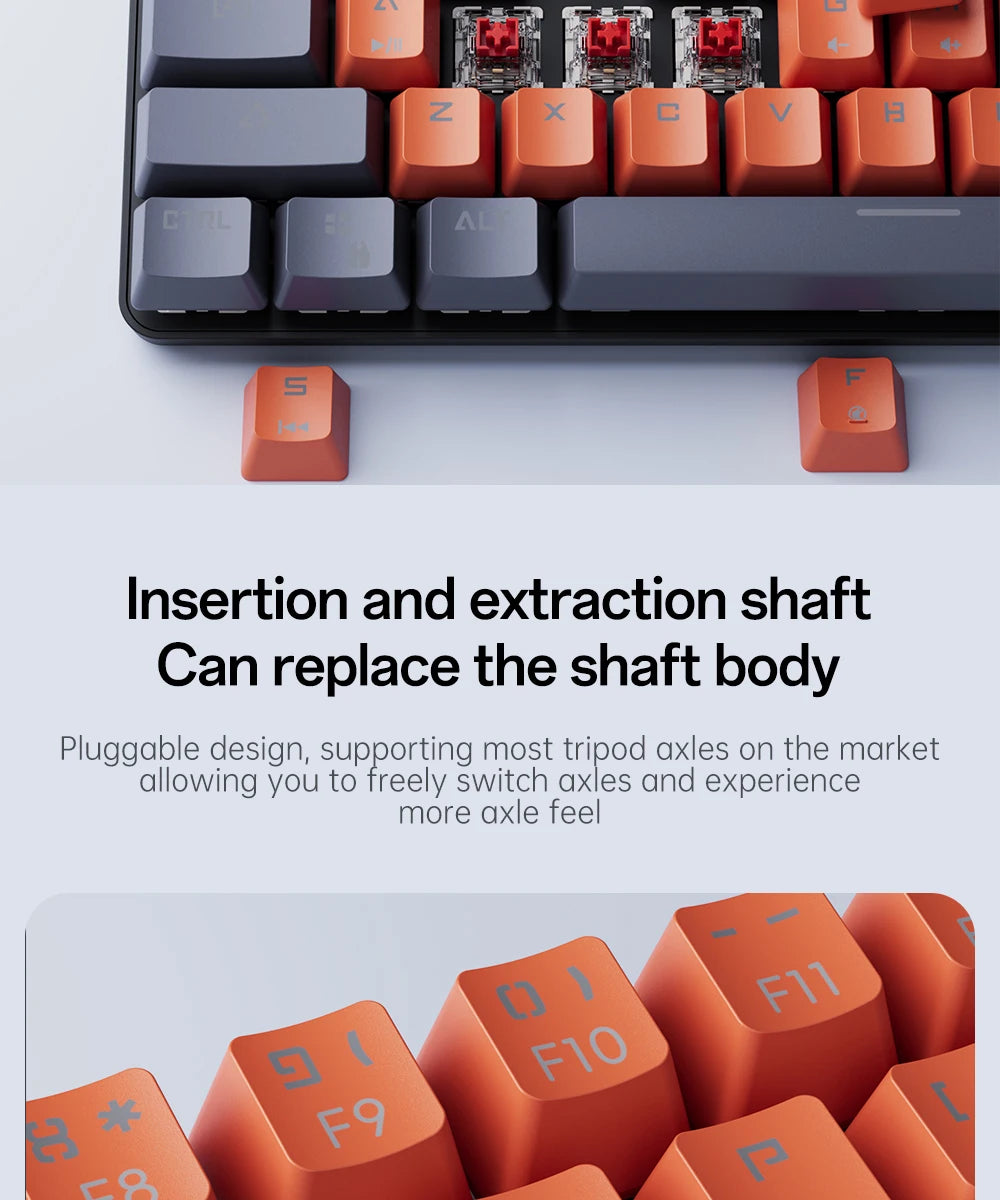 MUCAI 61 key USB hot swappable wired e-sports mechanical keyboard LED backlit axis gaming mechanical keyboard desktop red axis