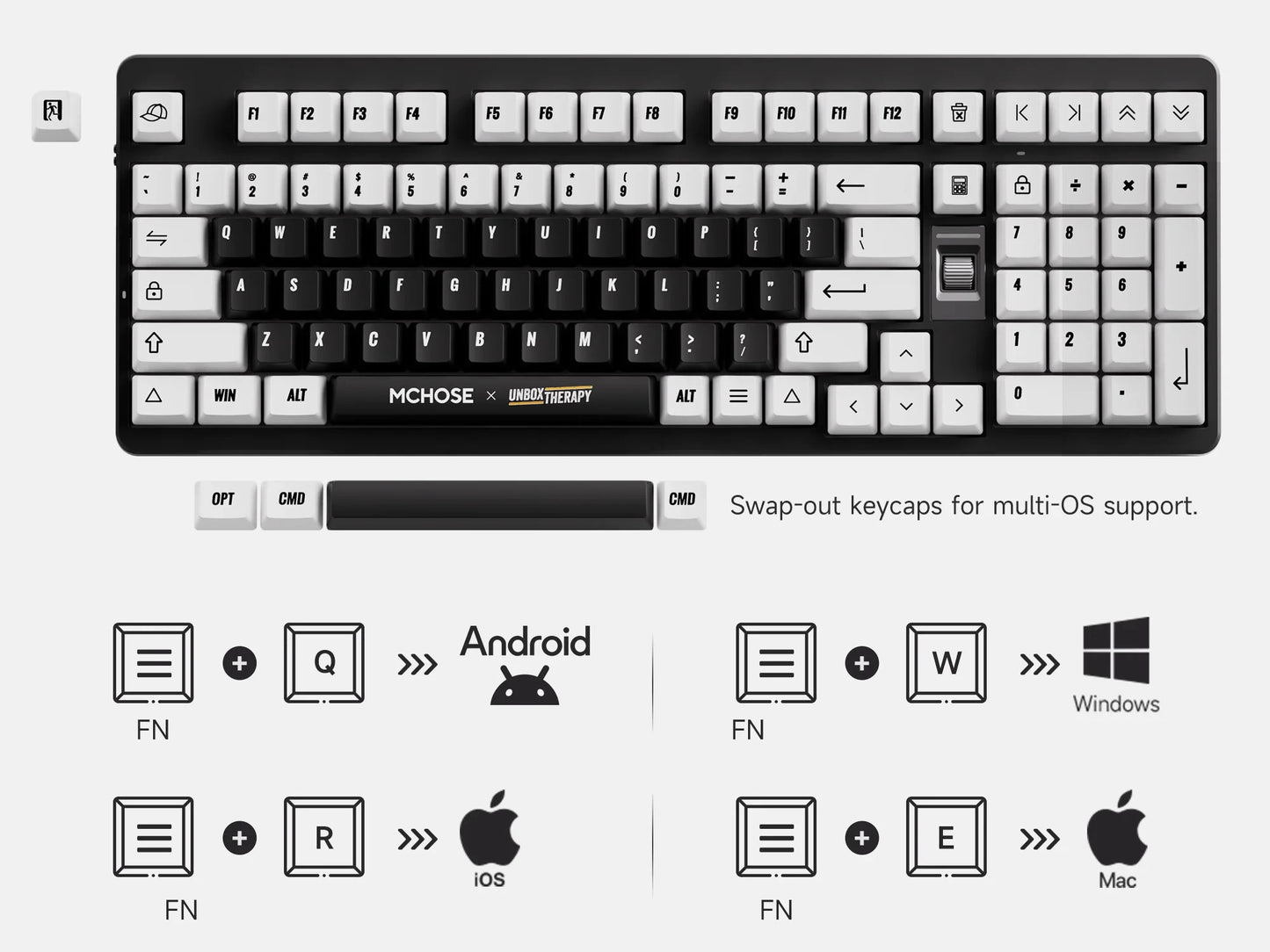 MCHOSE x Unbox Therapy - UT98 Mechanical Keyboard Wireless Quiet Offices KeyboardRGB Backlit Customized Gaming Silent Keyboard