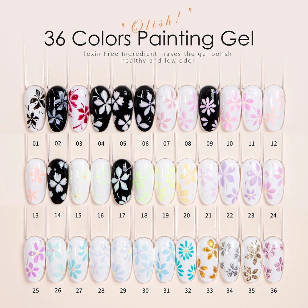 Vendeeni 36 Colors/set DIY Painting UV Gel Graffiti Drawing Nail Art Design Gel Nail Polish With Color Card TPO/HEMA FREE