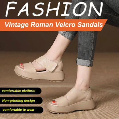 Women's Soft Muffin Sandals Breathable Retro Roman Sandals Thick Bottom Roman Women's Sandals