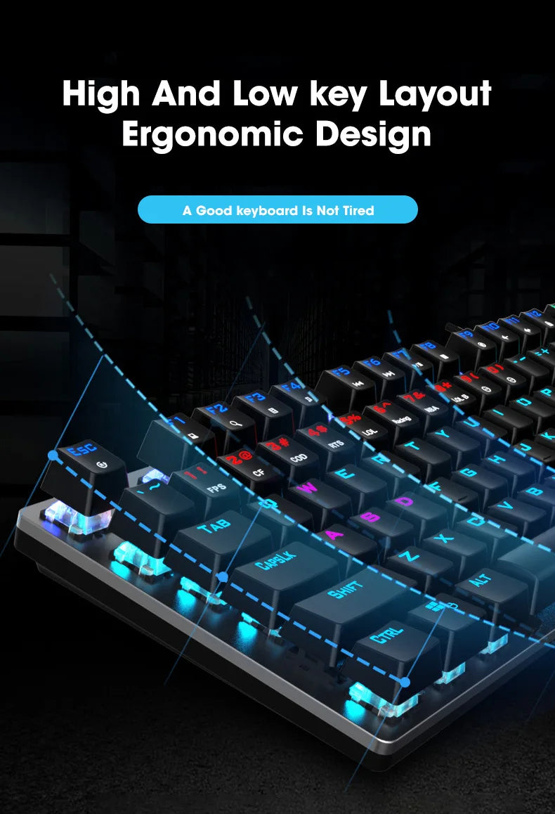 GK410 Professional Mechanical Keyboard: Metal Panel & RGB Backlit Gaming Edition