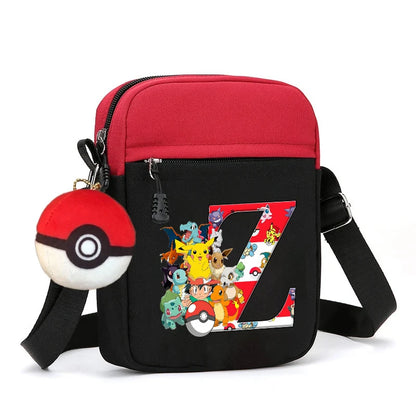 Cute Pokemons Letter A-Z Chest Packs Anime Pikachus Boy Girl Daily Travel Phone Pouch Shoulder Bag Outdoor Sport Crossbody