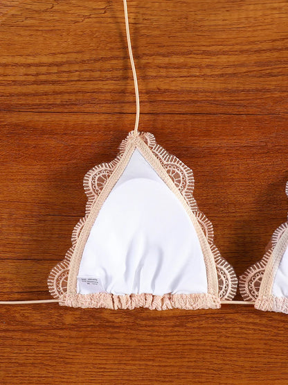 Sexy Triangle Lace Bikini Sets Micro Thongs Swimsuit Women Bathing Suit Biquini Bandage Beachwear Print Swimwear Thong Bikini