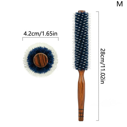 Wood Handle Round Rolling Brush Boar Bristle Nylon Hair Comb Anti Static Brush Straight Twill Hair Comb Hairdressing Tool