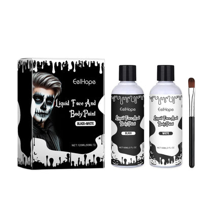 Eelhope Halloween Quick Dry Liquid Face Paint Body Paint Costume Party Waterproof Face Body Art Makeup with Brushes Washable