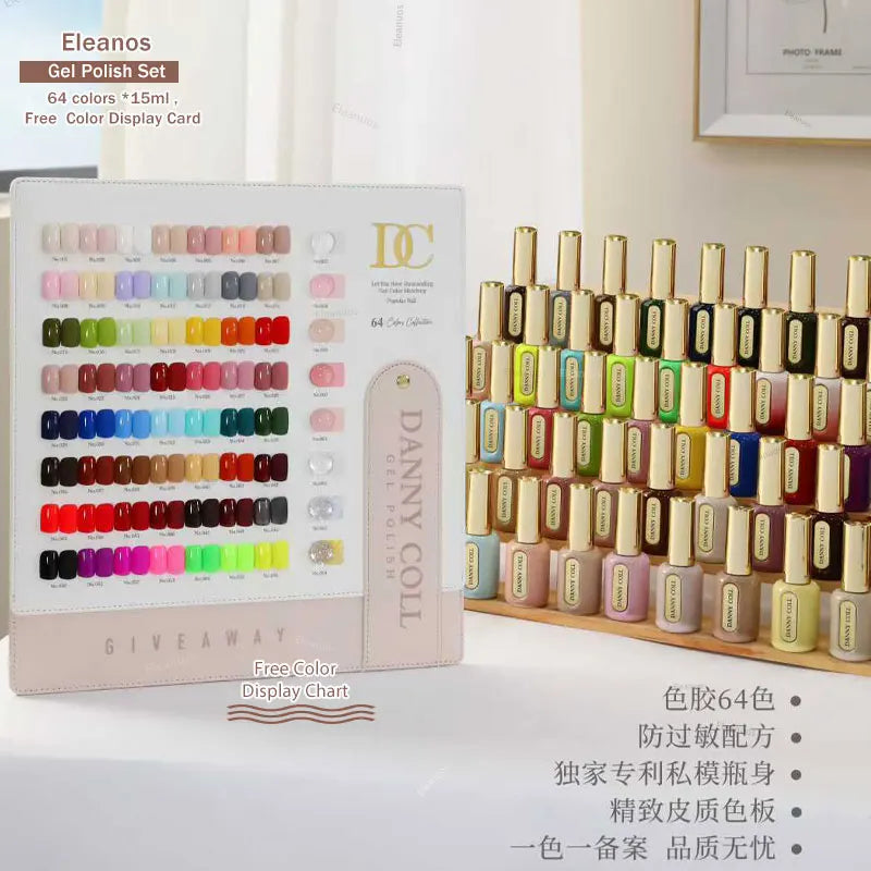 Danny Coll HEMA TPO Free Gel Nail Polish  64pcs With Color Chart 15ml Semi-permanent Nail Polish For Manicure Nail Salon UV Gel
