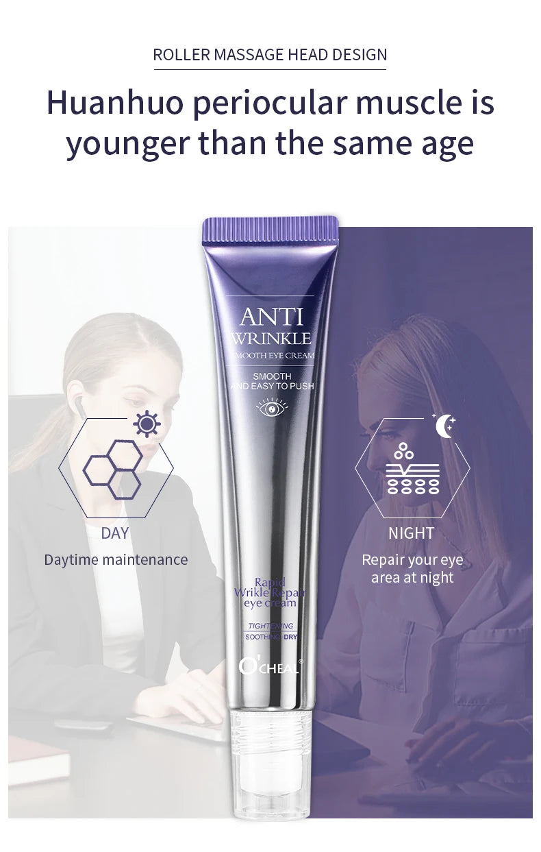 O'CHEAL Rapid Wrinkle Repair Eye Cream: Triple-Roller Massager & Hyaluronic Acid