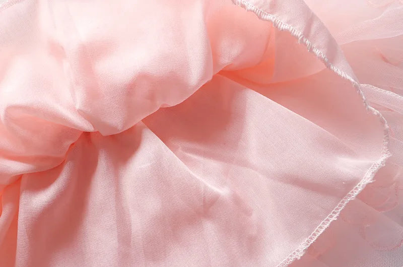 Girls' K-Pop HUNTRX Autumn Set: Pink Tie-Dye Sweatshirt & Pearl Tulle Princess Skirt