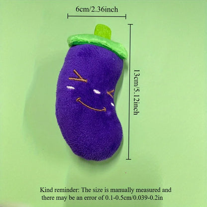 5/10pcs Pet Chew Toy with Squeaking Plush Toys, Small Chili and Eggplant Shapes, Dog Interactive Toys To Bite, Pet Gifts