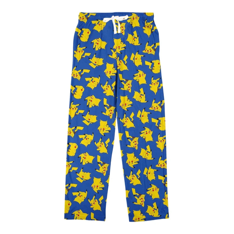 Bandai Pocket Monster Pikachu Full Over Print Adult Kids Wide-leg Pajama Pants Matching Family Outfits Summer Quick-dry Comfy
