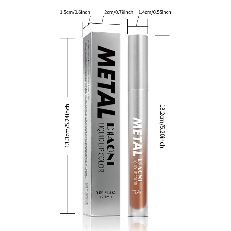 12 Colors Glitter Metallic Liquid Lipstick Pearlescent Waterproof Shiny Lip Gloss Non-stick Cup Long Lasting Shimmer Lips Makeup