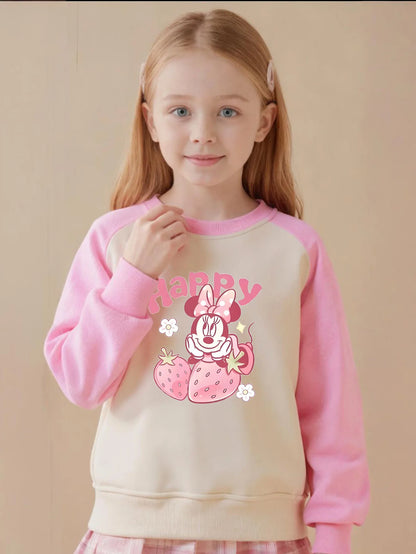 Baby Girls Casual Sweatshirts Spring Autumn New Style Children Fashion O Neck Spliced Long Sleeved Hoodies Kids Pullover Tops