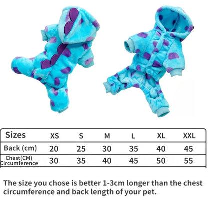 Blue Dinosaur Hooded Pet Coa